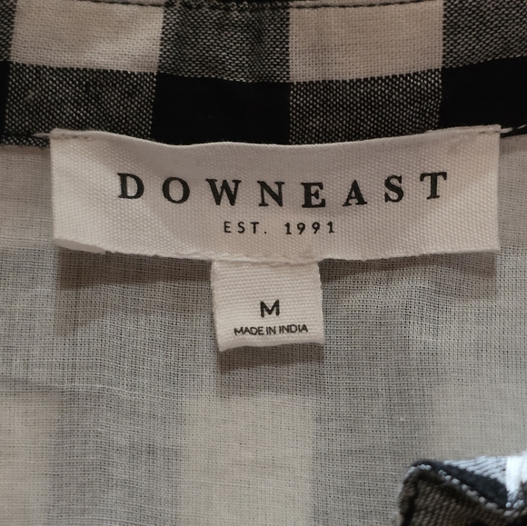 Downeast Gingham Midi Dress Black White Button Front Ruffle Sleeves M - Picture 8 of 9